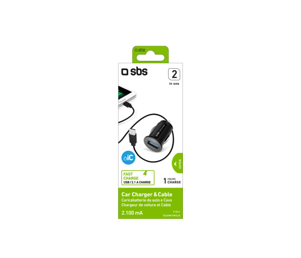 SBS Ładowarka Samochodowa SBS 2.1A 1 USB + kabel micro - 1450440 - zdjęcie 2
